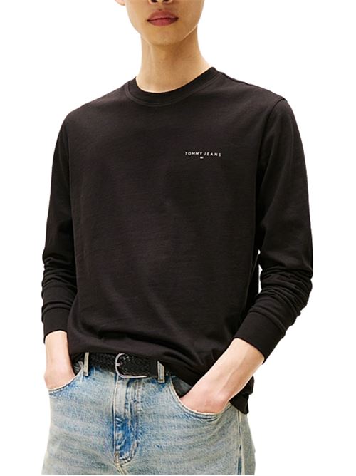 T-shirt in cotone a manica lunga nera Tommy Jeans | DM0DM21594BDS